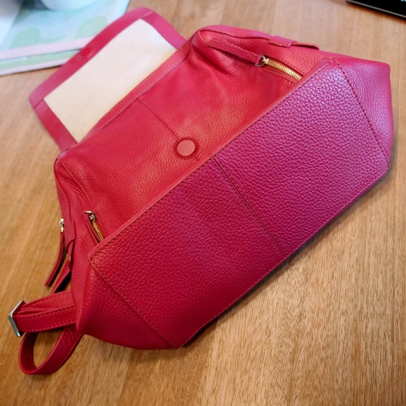 RADLEY LONDON Red Pebbled Leather Flapover Backpack, Red - Picture 5 of 10